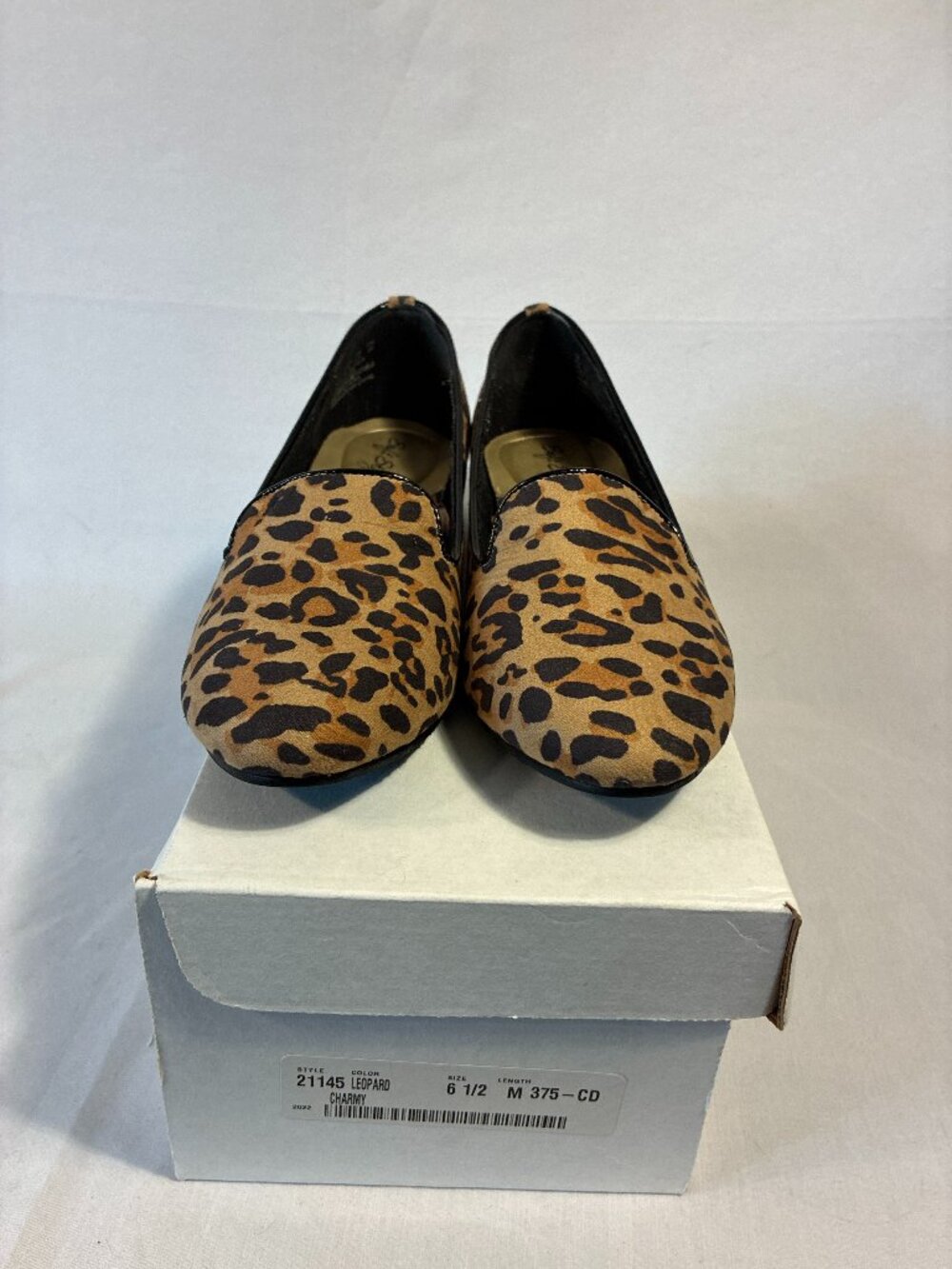 Soft Style by Hush Puppies Charmy Leopard Print Low Wedge Loafer Shoes 6.5 M